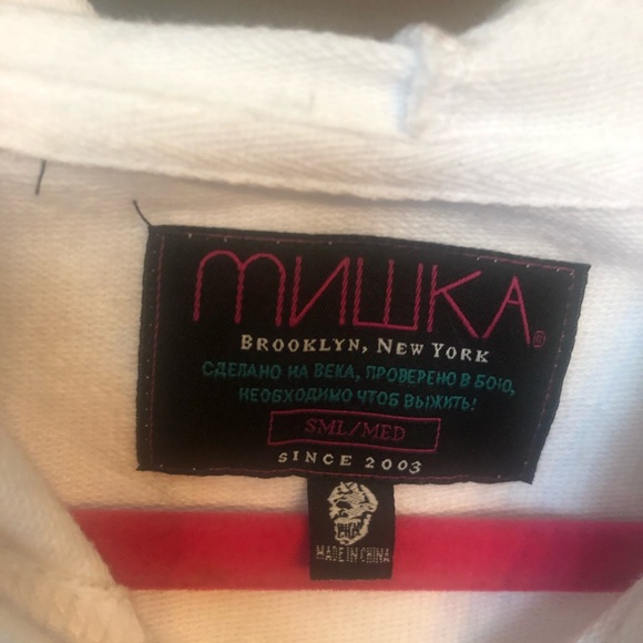 Rare!! Mishka longline oversized white hoodie - Picture 4 of 7